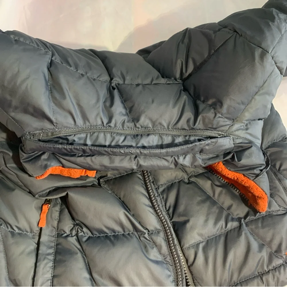 L.L. Bean Downtek Jacket Navy Blue Orange Kids Medium 10-12 Unisex
